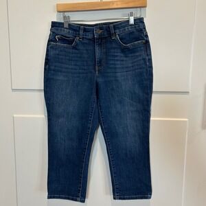 Chaps Womens Jeans Blue Denim Cropped Straight Leg Mid Rise Size 6